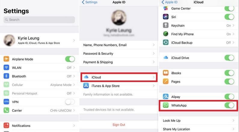 backup di whastapp su iCloud