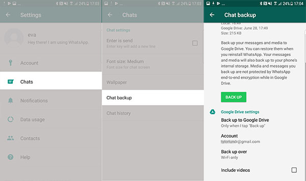 trasferire i messaggi di whastapp su android