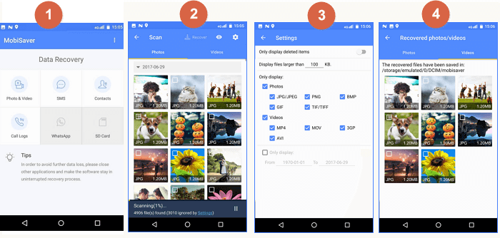 ripristinare i file da Android