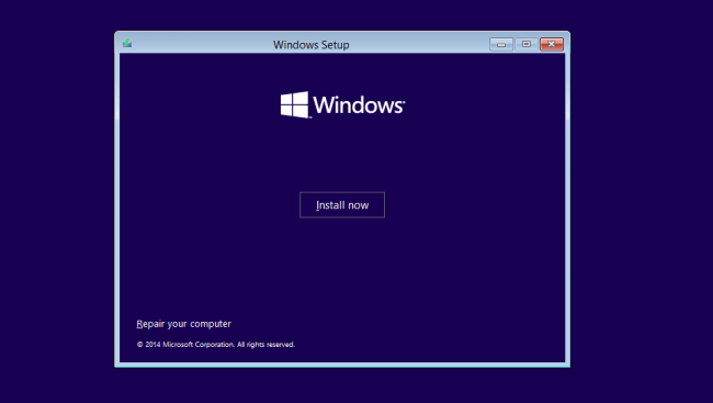installazione standard di Windows passaggio 2