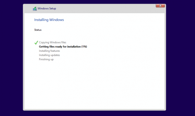 installazione standard di Windows passaggio 3
