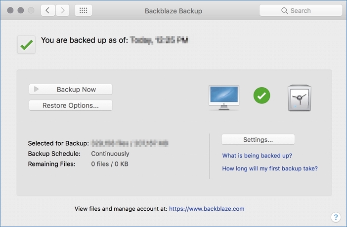 Backblaze Backup di Windows