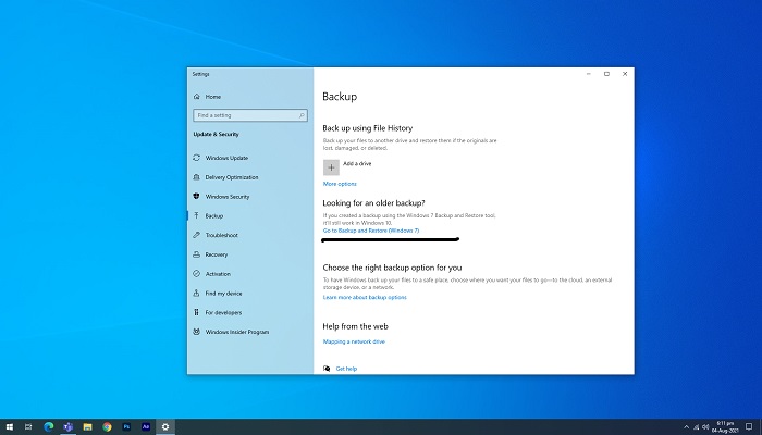 Come utilizzare Backup e ripristino in Windows 11 - Passaggio 2