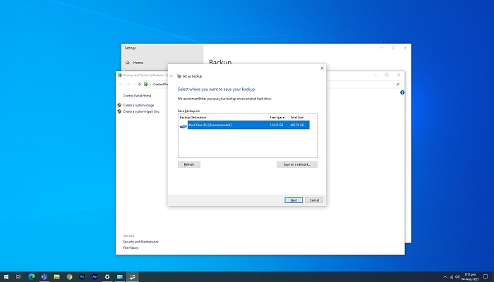 Come utilizzare Backup e ripristino in Windows 11 - Passaggio 4
