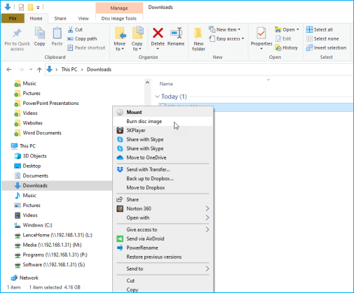 masterizza iso in windows explorer