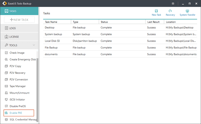 Abilita EaseUS PXE Boot Server per avviare più computer in rete