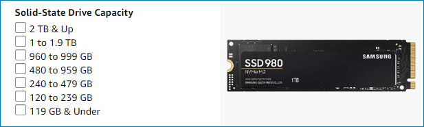 Capacità SSD su Amazon