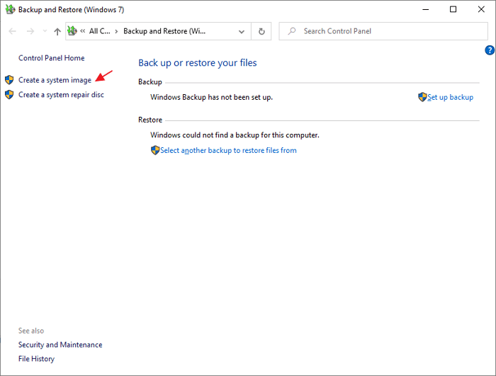 creare un'immagine di sistema passaggio 2