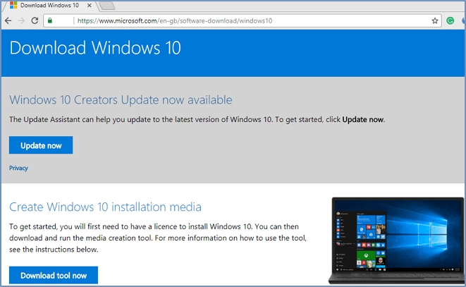 crea il supporto di installazione di Windows 101