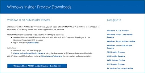 scarica windows 11 arm iso con anteprima insider