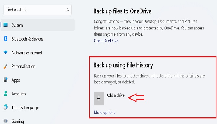 Come utilizzare la Cronologia dei file per eseguire il backup in Windows 11 - Passaggio 1