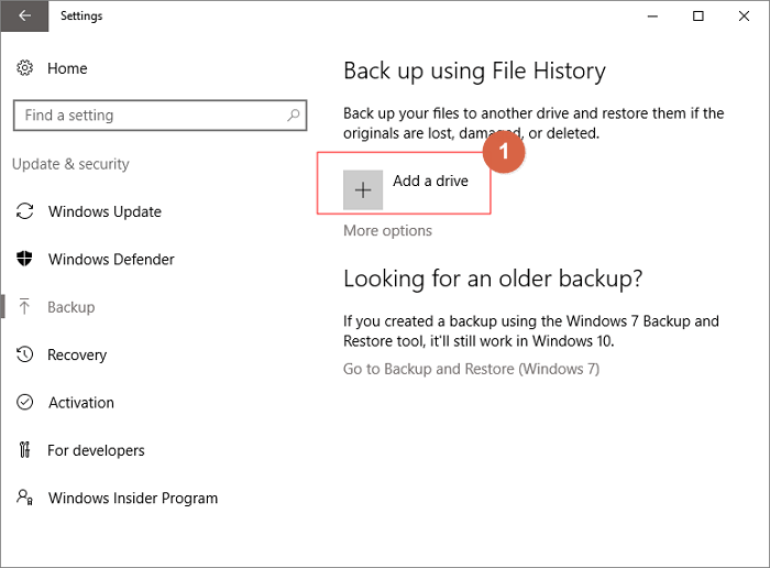 eseguire il backup di Windows 11 utilizzando la cronologia dei file, passaggio 1