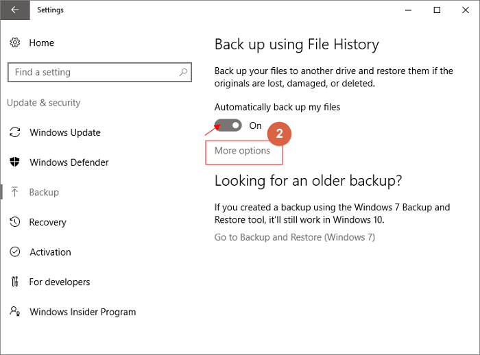 eseguire il backup di Windows 11 utilizzando la cronologia dei file, passaggio 2