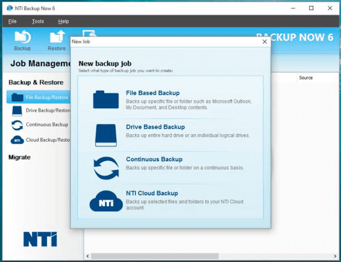 nti now 6 backup incrementale