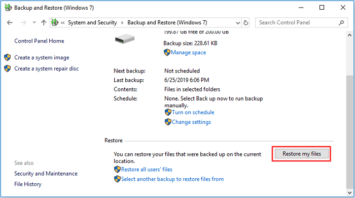 Ripristina i file di backup da Backup e ripristino (Windows 7)