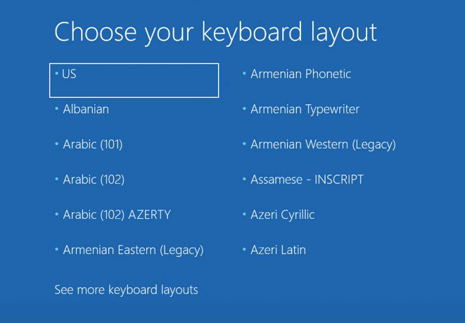 seleziona il layout del disco