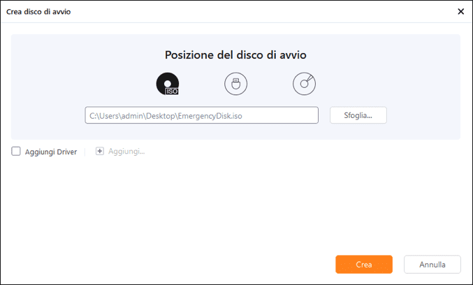 creare un disco di emergenza USB di easyus todo backup
