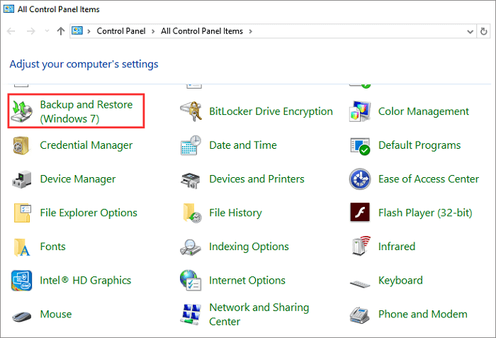 Apri lo strumento Windows Backup per eseguire il backup solo dei file modificati in Windows 10.