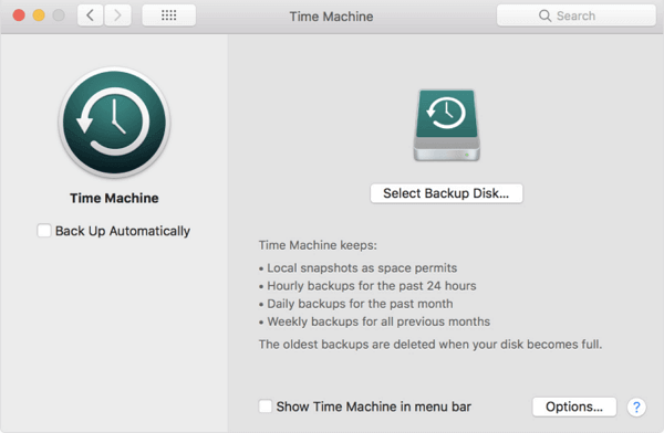Backup Mac con Time Machine