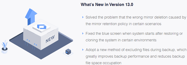 cosa c'è di nuovo in EaseUS Todo Backup 13.0