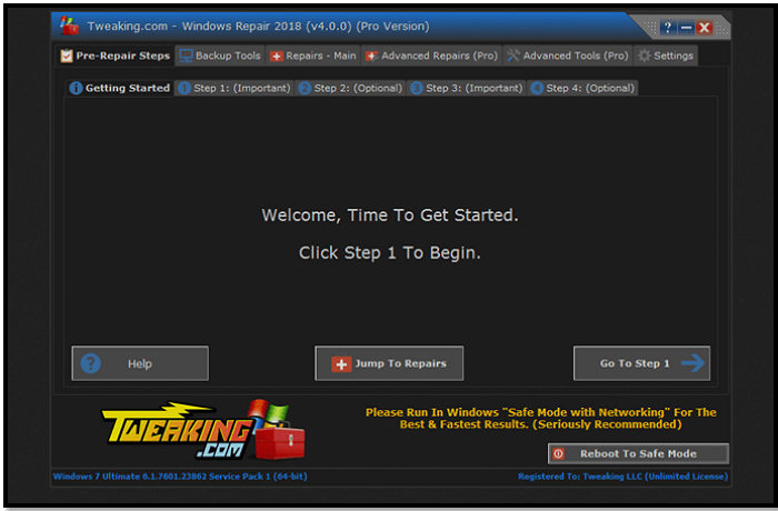 Riparazione di Windows di Tweaking
