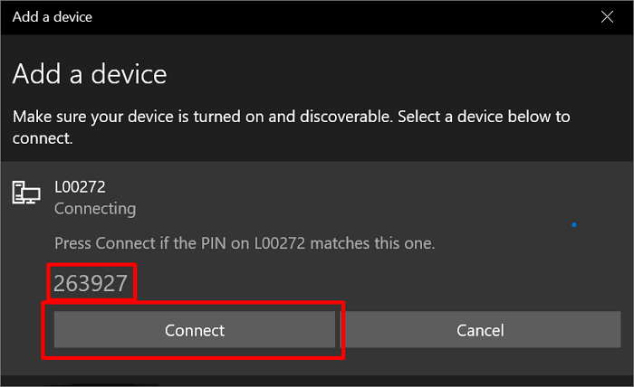 Verificare il codice PIN e connettersi