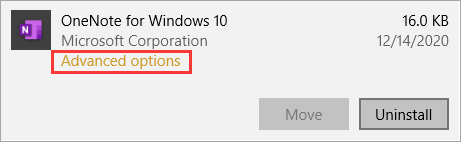 app per la riparazione di opzioni avanzate