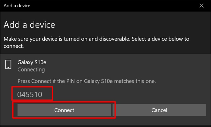 Verifica il PIN e connetti il tuo Android