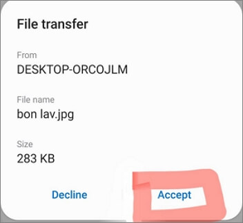 Accettare il trasferimento di file