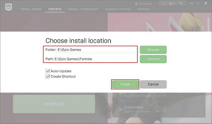 Cambia la posizione dei giochi epici