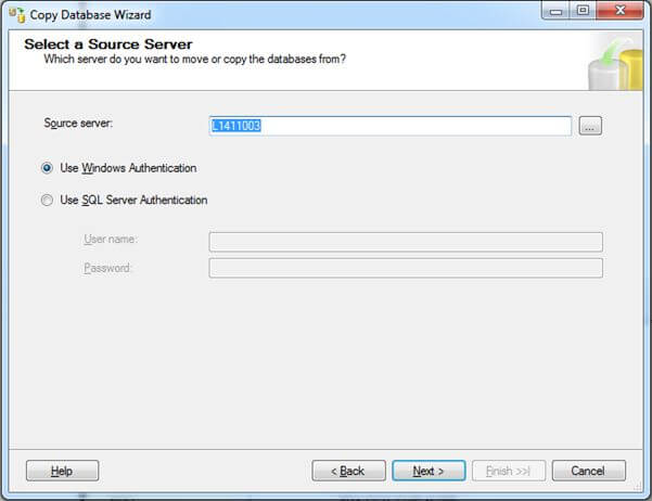 come trasferire database da un server su un altro con il wizard step 2