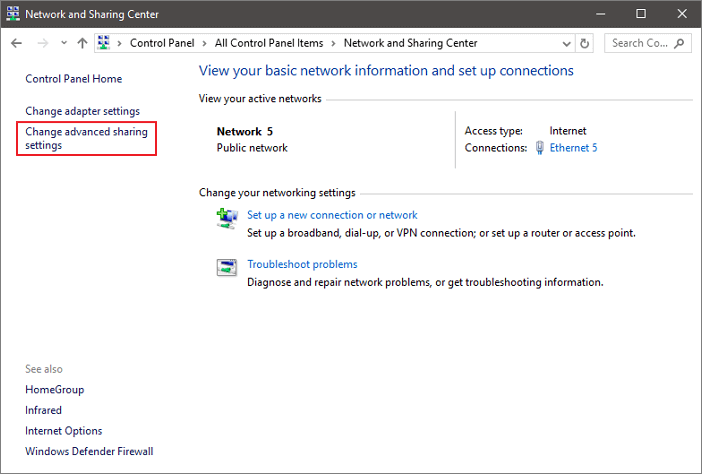 trasferire file tra pc - disattivare la condivisione protetta da password 1