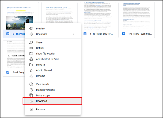 scaricare i file da onedrive