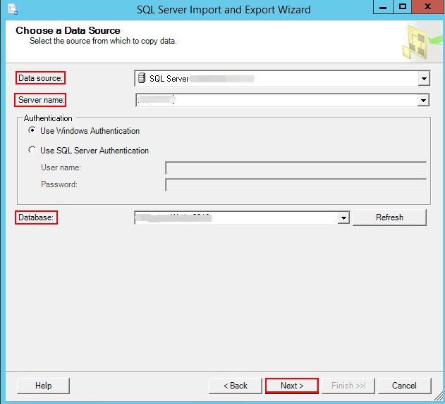 wizard per importare ed esportare 1