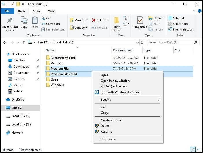 copiare i file di programma e i file di programma