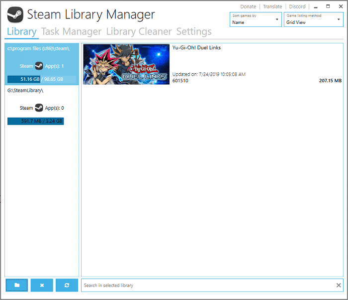 sposta il gioco Steam su un'altra unità nel passaggio 1 di Steam Library Manager