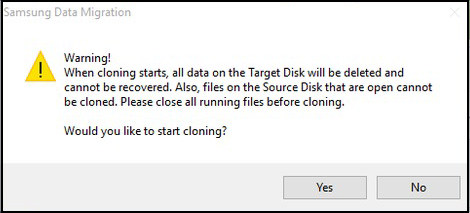 avviso di migrazione dei dati samsung