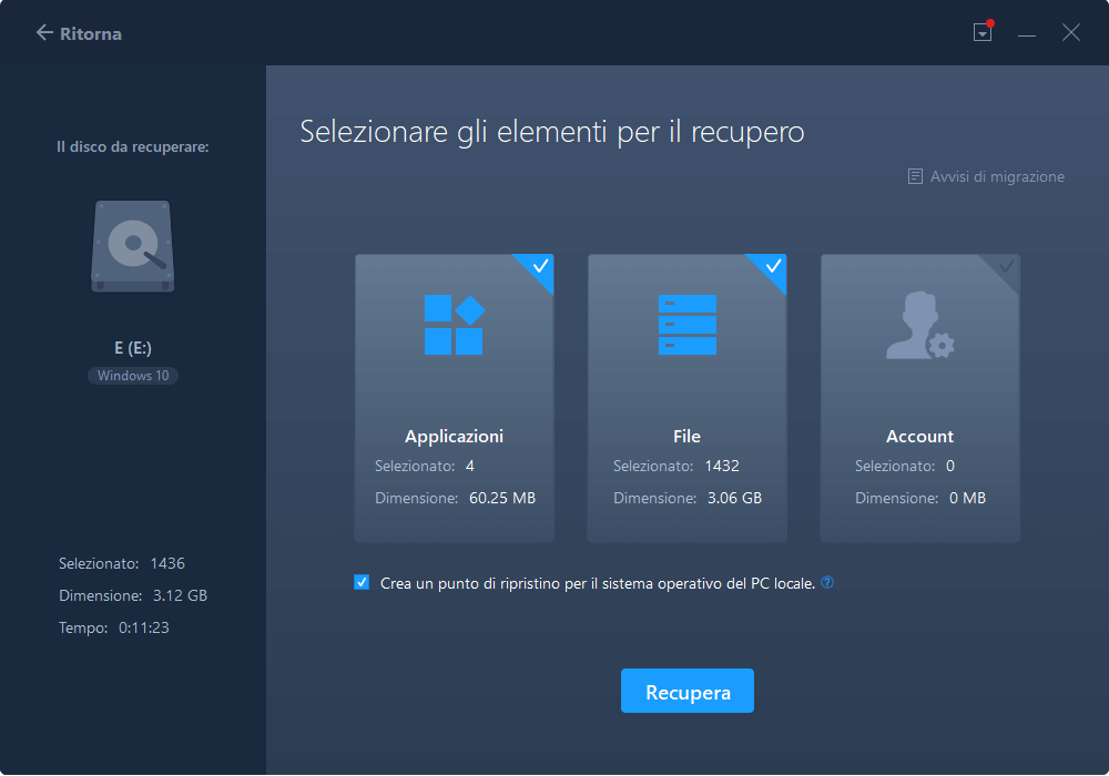 salvataggio dei dati