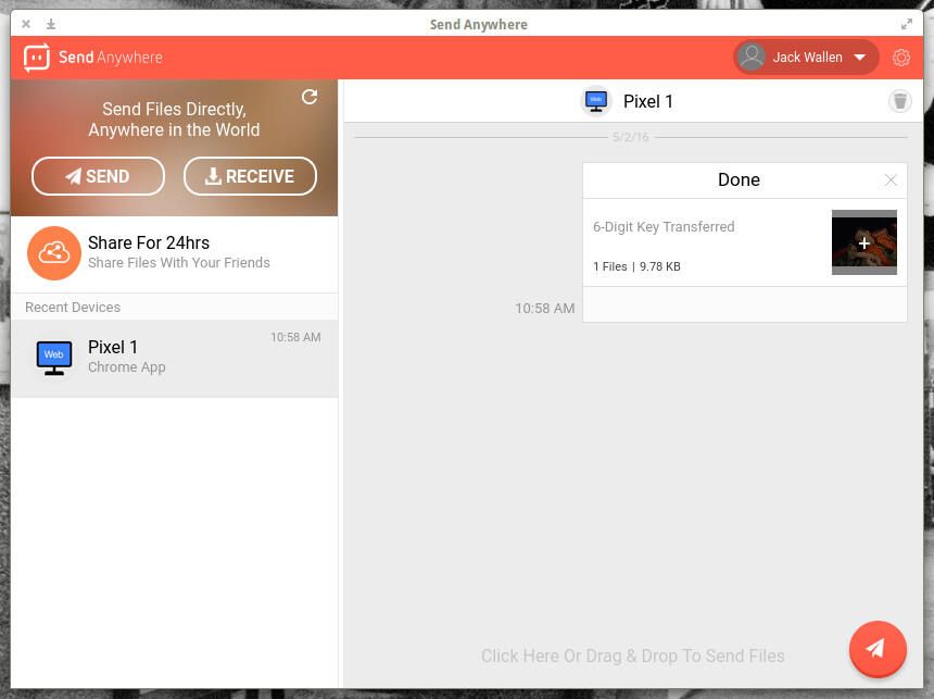 invia cronologia di sendanywhere