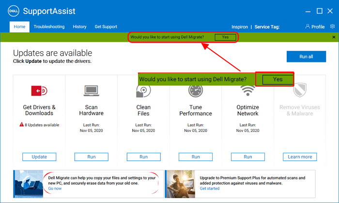 Avvia Dell Migrate su un nuovo PC