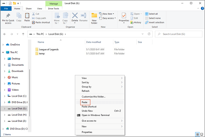 trasferire giochi con il copia e incolla - passo 2