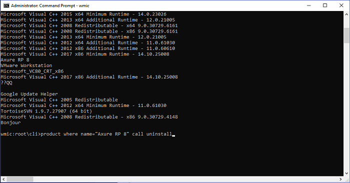 disinstalla app tramite cmd - step3