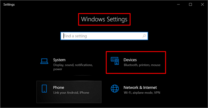 impostazioni di windows