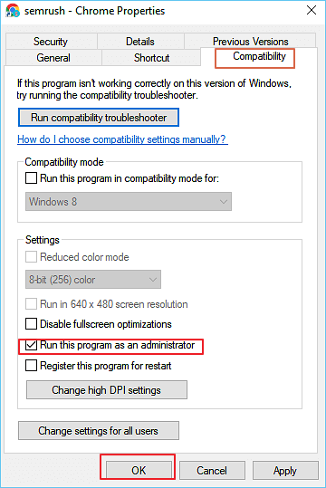 eseguire questo programma come amministratore