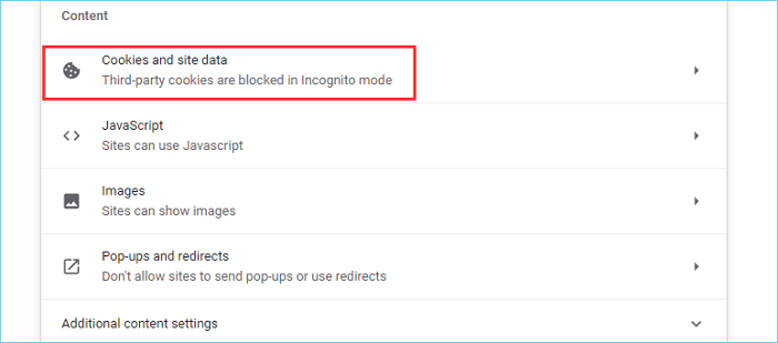cookie e dati del sito