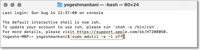 disabilitare il comando Spotlight