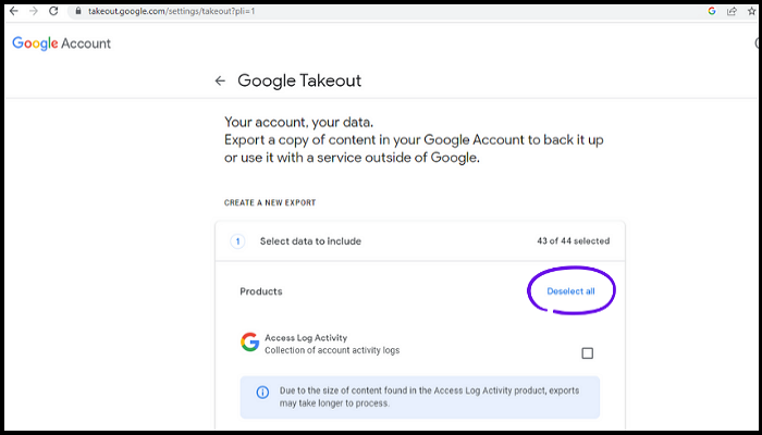 utilizzando la funzione google takeout-1