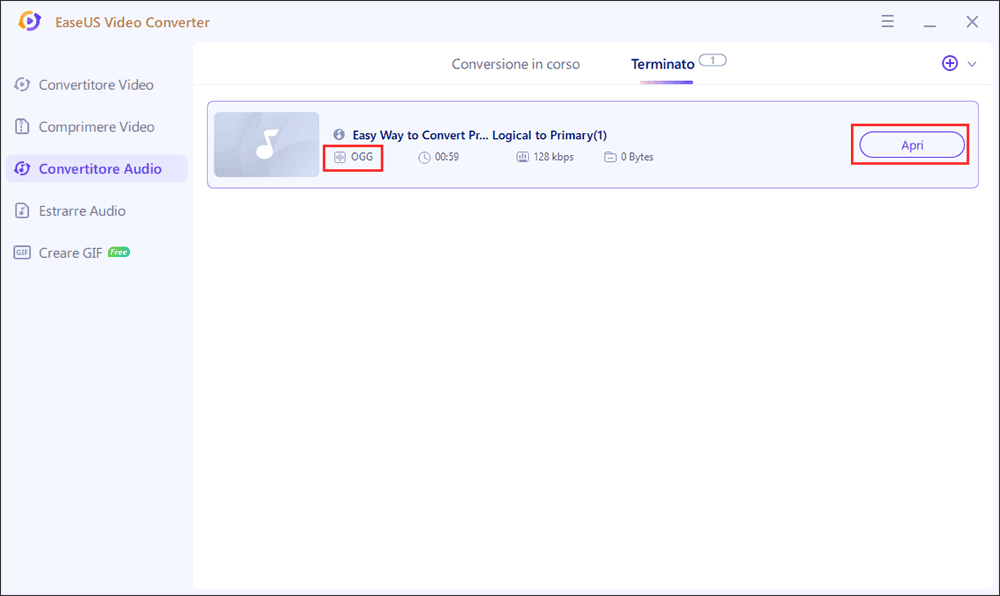 convertire file audio - passo 4