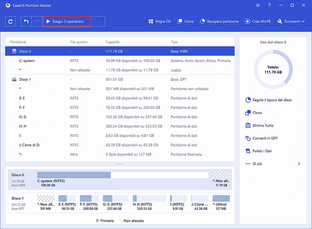 eseguire operazione di wipe data