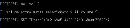 impostare ID del volume